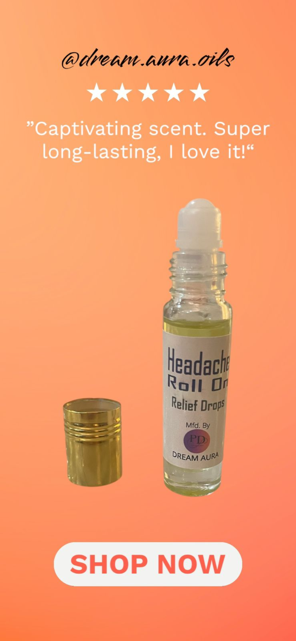 Relief Drops – Headache Roll-On | Stress & Migraine Relief | Fast-Acting Aromatherapy Oil (8ml